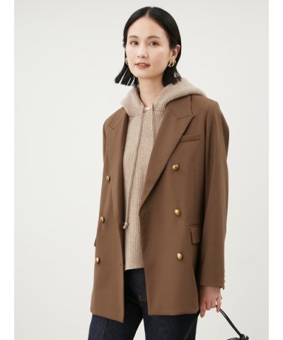 金釦ダブルブレストロングブレザー