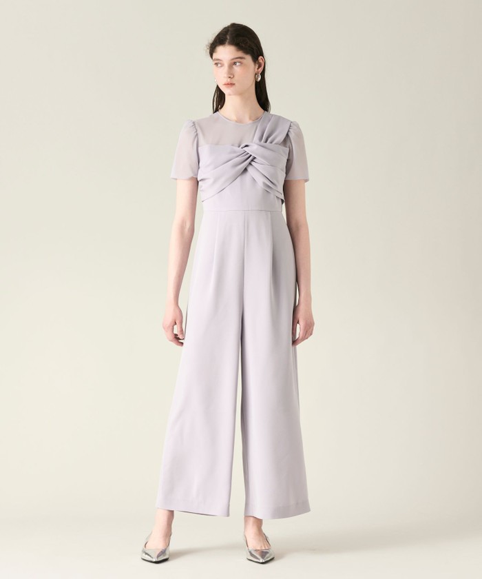 GRACECONTINENTAL ドレープリボンサロペット グレー 38 GRACECONTINENTAL ドレープリボンサロペット グレー 38