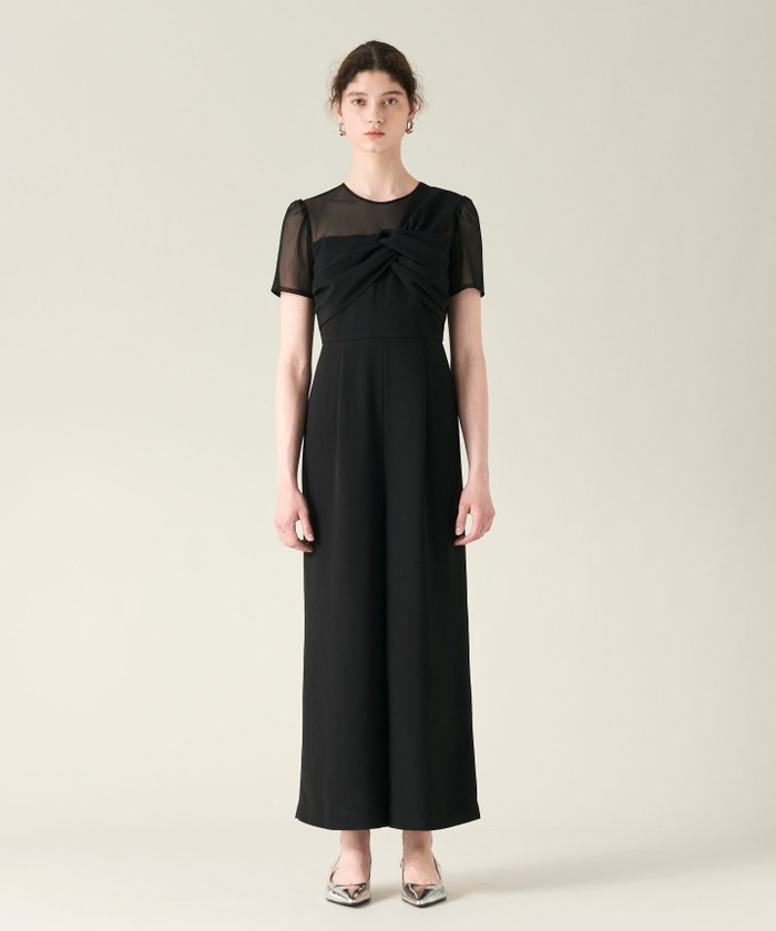 GRACECONTINENTAL ドレープリボンサロペット ブラック 36 GRACECONTINENTAL ドレープリボンサロペット ブラック 36