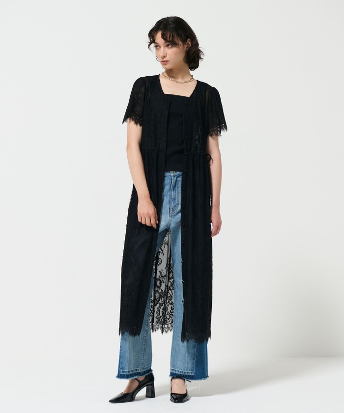 GRACECONTINENTAL レースドロストワンピース ブラック 36 GRACECONTINENTAL レースドロストワンピース ブラック 36
