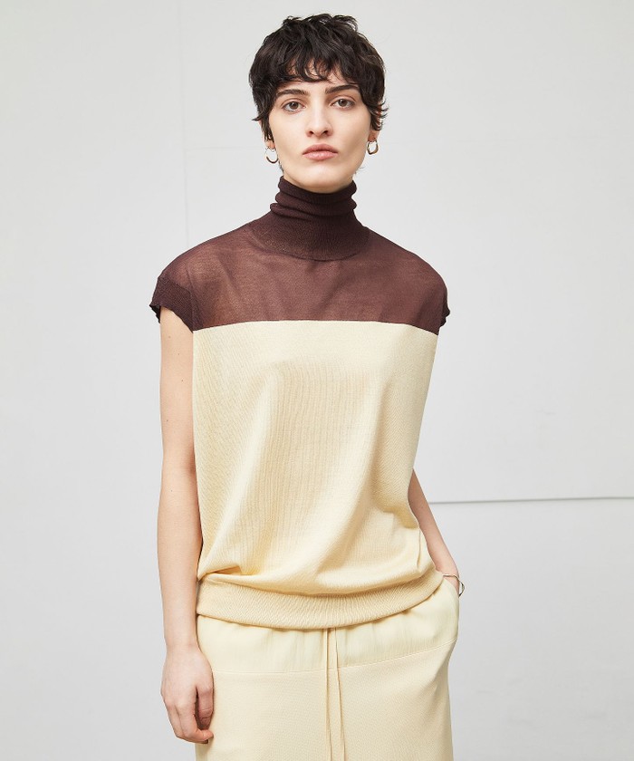 BEIGE 【洗える】CARNOT / バイカラーニット CREAM×BORDEAUX 32 BEIGE 【洗える】CARNOT / バイカラーニット CREAM×BORDEAUX 32