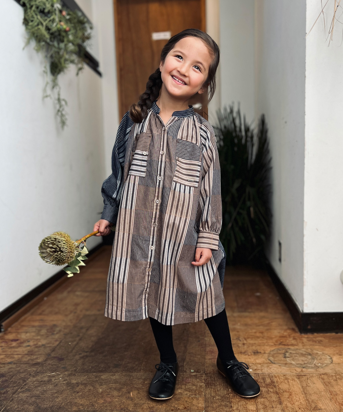 FITH フィス FITH Diceーweave Striped Dress ブラウン 130cm