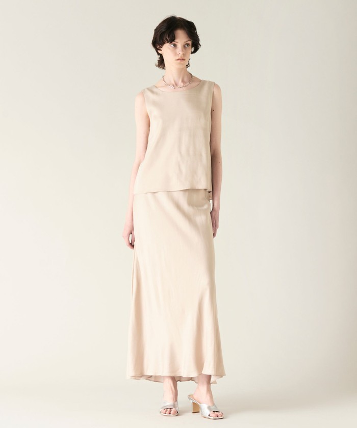 GRACECONTINENTAL キュプラサテンフレアスカート ベージュ 36 GRACECONTINENTAL キュプラサテンフレアスカート ベージュ 36