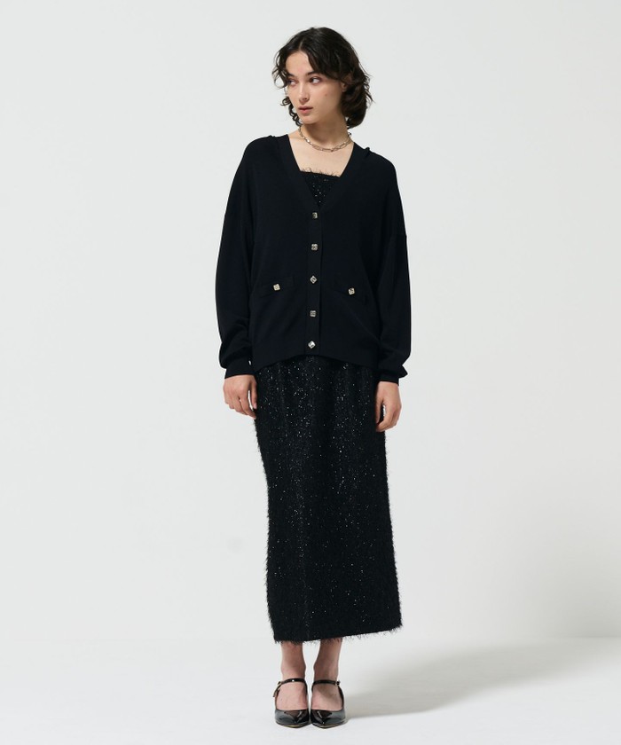 GRACECONTINENTAL フリンジジャガードタイトスカート ブラック 38 GRACECONTINENTAL フリンジジャガードタイトスカート ブラック 38
