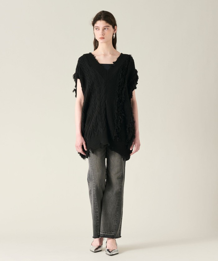 GRACECONTINENTAL クラッシュニットトップ ブラック 36