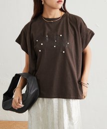 NICE CLAUP OUTLET/ラバープリント×パールフレンチTシャツ/506612440