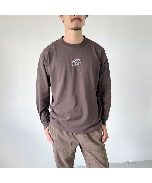 MAC HOUSE(men)(マックハウス（メンズ）)/GOOD CREW グッド クルー ロゴロングスリーブTシャツ QGC/00069FW/ブラウン