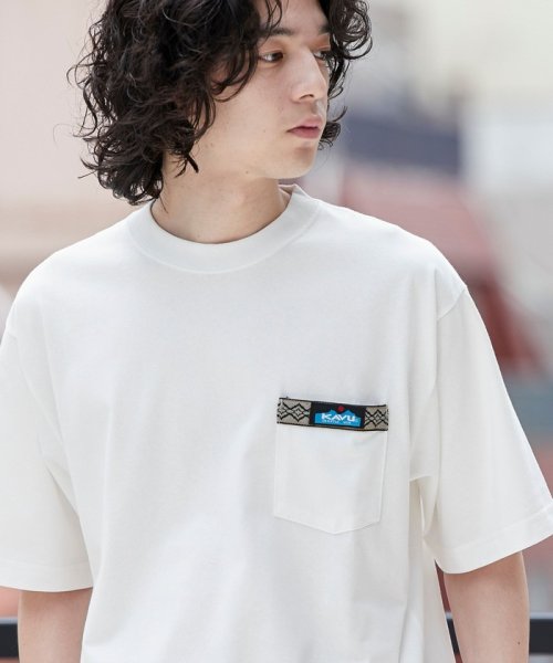 coen(coen)/KAVU（カブー）別注 WAVING ポケットTシャツ/WHITE