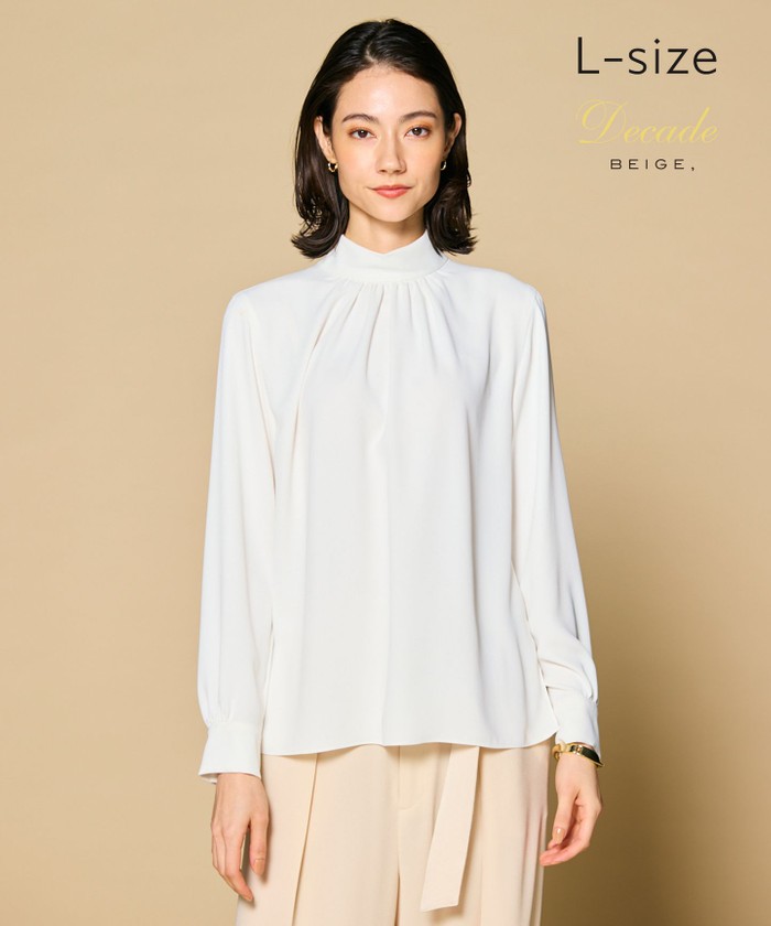 BEIGE 【洗える・L−size】EVA / ハイネックロングスリーブブラウス WHITE 10 BEIGE 【洗える・L−size】EVA / ハイネックロングスリーブブラウス WHITE 10