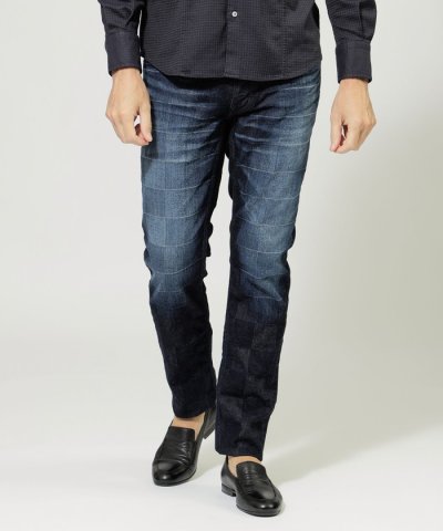 スクエアパターンストレッチデニム