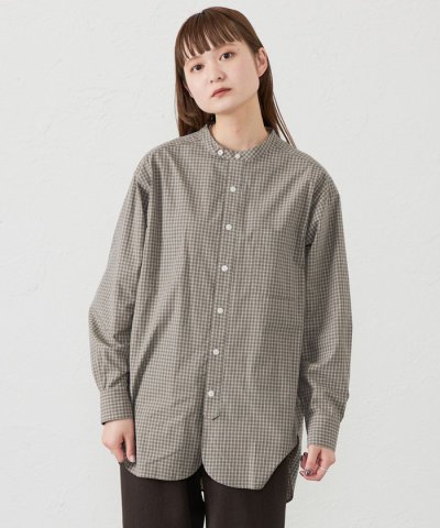 GREY LABEL バンドカラーパターンドシャツ