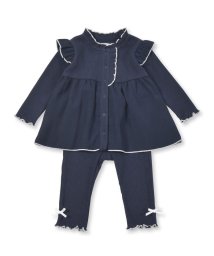 BeBe Petits Pois Vert(ベベ プチ ポワ ヴェール)/リブセットアップベビー(80~90cm)/ネイビー