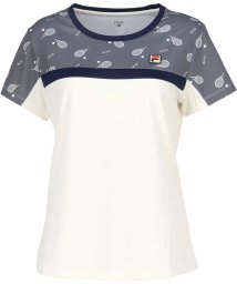 FILA（ZETT Ladies）(フィラ（ゼット　レディース）)/【テニス】ラケット柄 バックホールメッシュ　切替 ゲームシャツ レディース/グレー