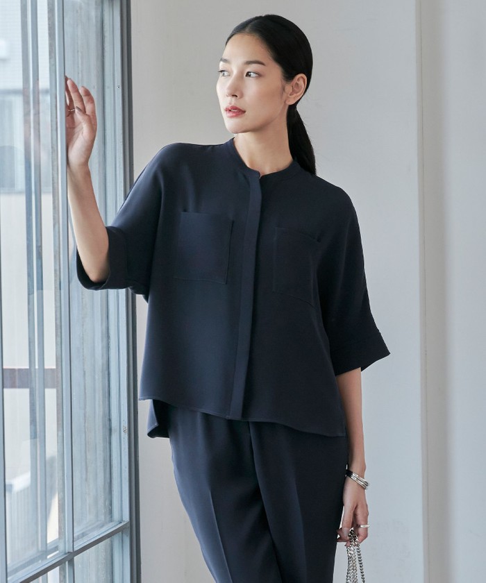 洗える】ライトダブルクロス クロップドシャツ(506696094)｜阪急百貨店