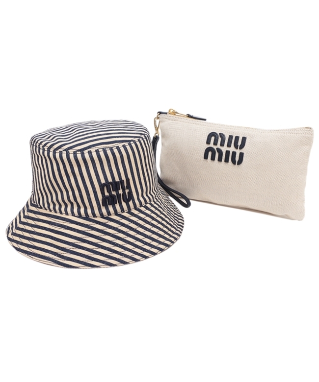 MIU MIU ミュウ ミュウ ストローハット 麦わら帽子 ベージュ