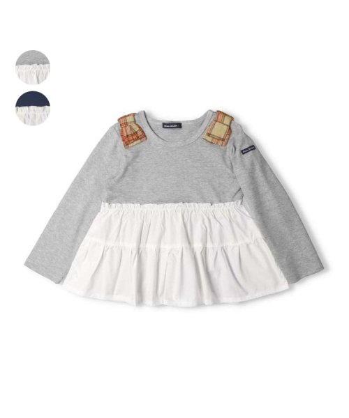 子供服】 moujonjon (ムージョンジョン) 肩リボン付ティアード長袖T  