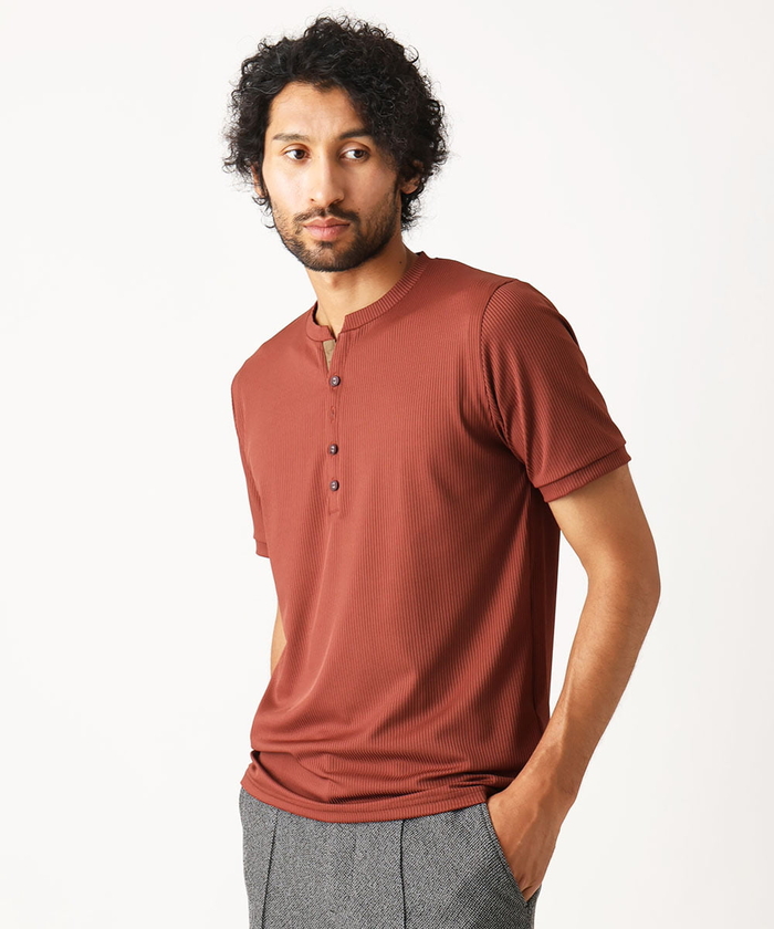 ヘンリーネックプリーツ半袖カットソー(506710225) | ミッシェルクラン  