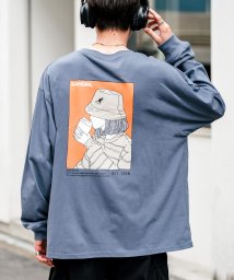 Rocky Monroe(ロッキーモンロー)/KANGOL カンゴール Tシャツ 長袖 バックプリント メンズ レディース カンガール カットソー イラスト オーバーサイズ ビッグシルエット リラックス ゆ/ブルー系1