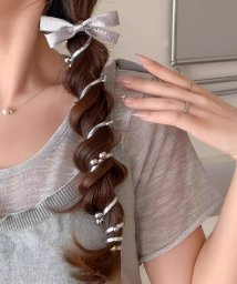 shoppinggo/プリングヘアゴム リボンヘアゴム くるくる ヘアアクセサリー オシャレ 髪飾り コイルポニー ワイヤーポニー まとめ髪 プチプラ/506773747