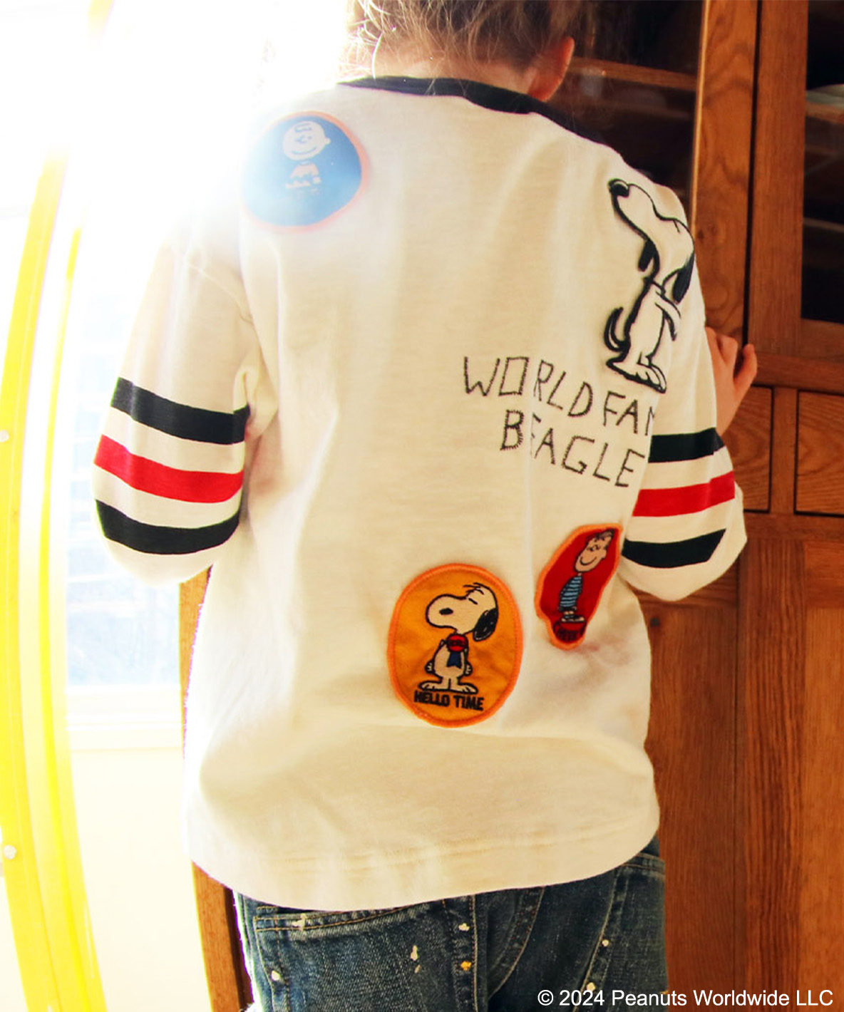 DENIM DUNGAREE×SNOOPYテンジクSNOOPYフットボールTEE デニムダンガリー×スヌーピー] テンジク SNOOPY フットボール TEE 5R赤