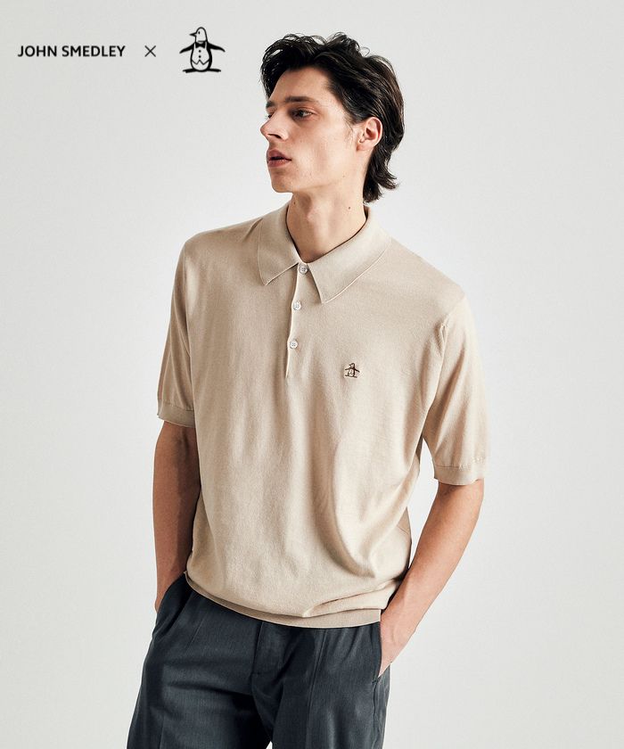 JOHN SMEDLEY バーガンディ ポロシャツ JOHN SMEDLEY バーガンディ ニットポロシャツ ISIS L