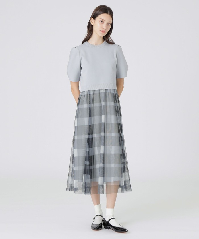 美人百花コラボ】クレストブリッジチェックチュールニットセットアップ