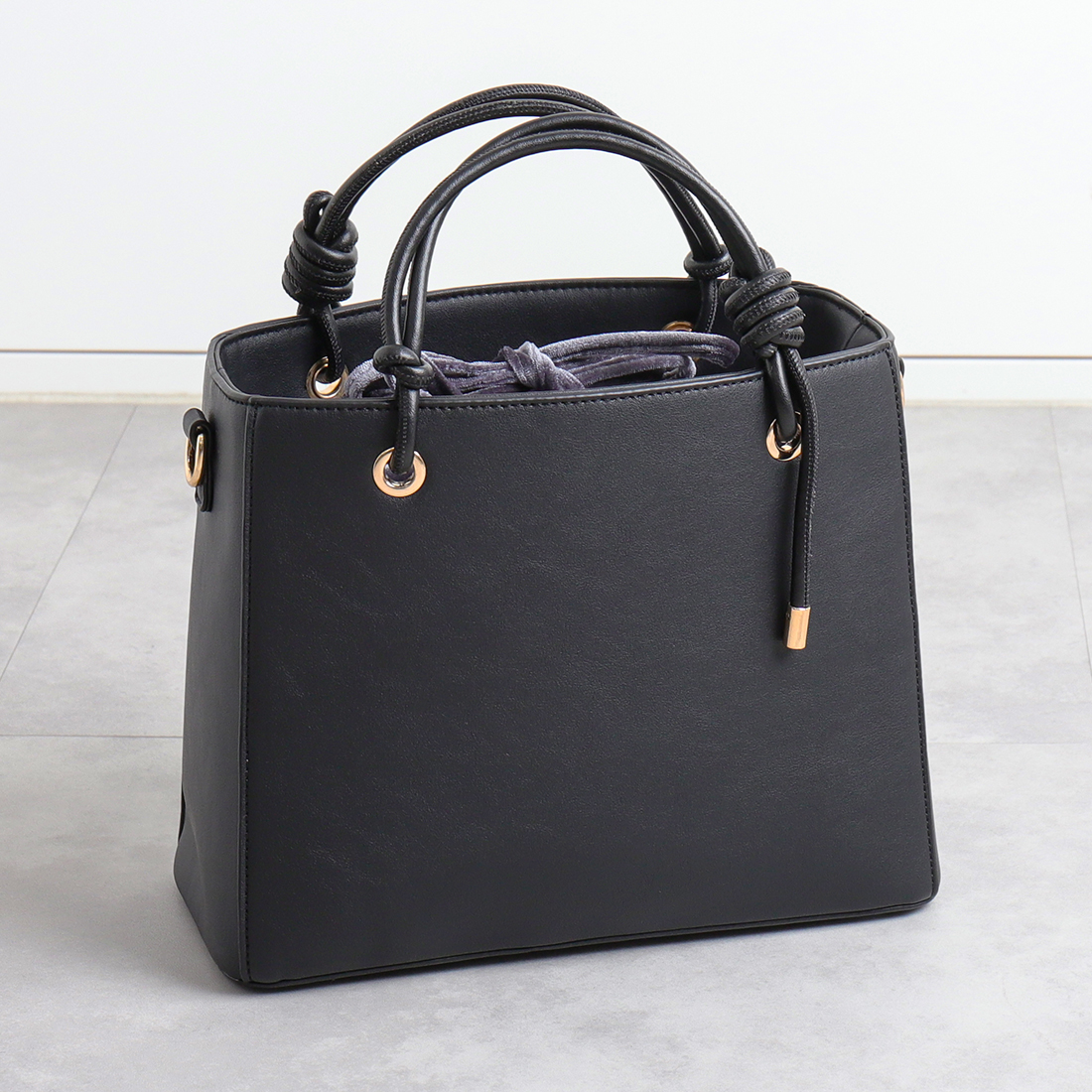 B5対応ショルダーストラップ付属2WAY スクエア型ハンドバッグ 