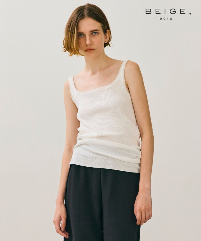 BEIGE 【BEIGE,ecru/WEB限定・洗える】RIB TOPS / コットンシル WHITE F BEIGE 【BEIGE,ecru/WEB限定・洗える】RIB TOPS / コットンシル WHITE F
