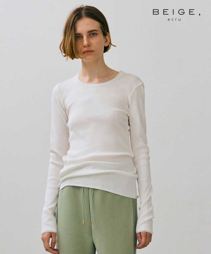 BEIGE 【BEIGE,ecru/WEB限定・洗える】RIB TOPS / コットンシル WHITE F BEIGE 【BEIGE,ecru/WEB限定・洗える】RIB TOPS / コットンシル WHITE F