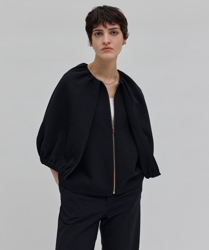 BEIGE 【洗える】REIBAUD / ノーカラージャケット BLACK 2