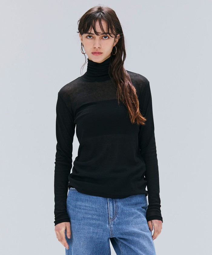 BEIGE 【洗える】SORE / シアーコットンハイネックカットソー BLACK 32