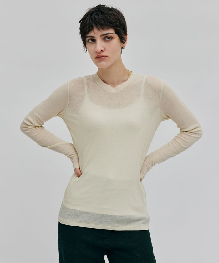 BEIGE 【洗える】SORE / シアーコットンクルーネックカットソー CREAM 4