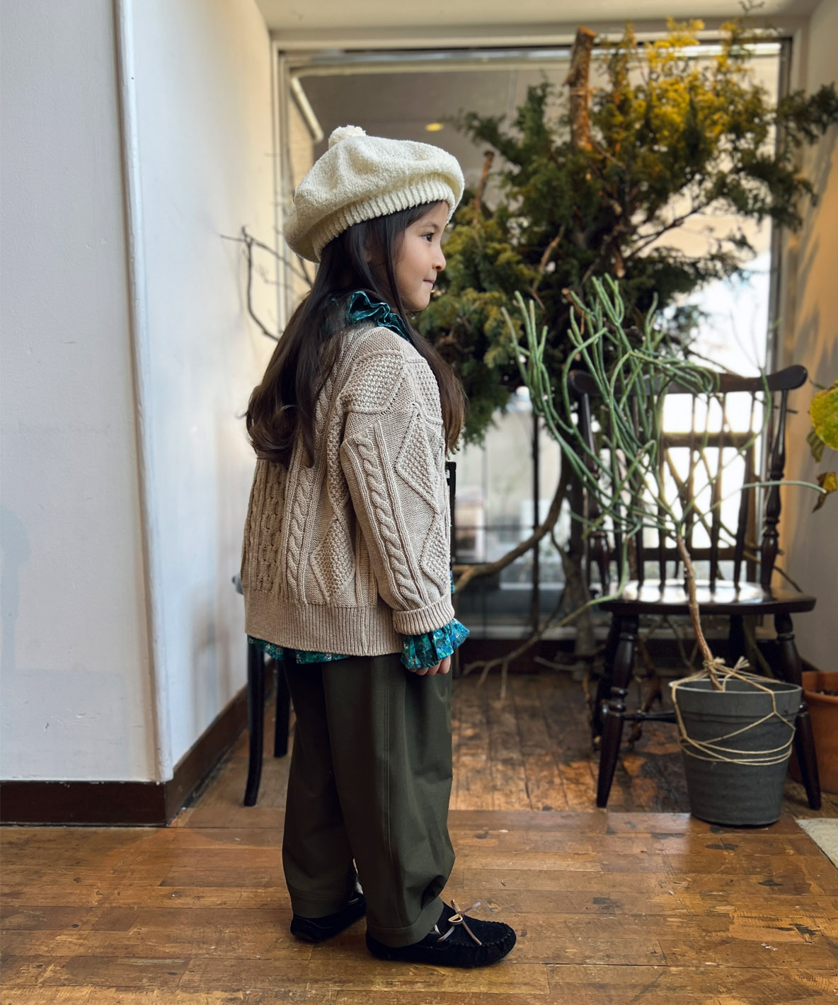 FITH フィス FITH Organic Cotton Knit Cardigan ベージュ SS/100cm FITH フィス FITH Organic Cotton Knit Cardigan ベージュ SS/100cm