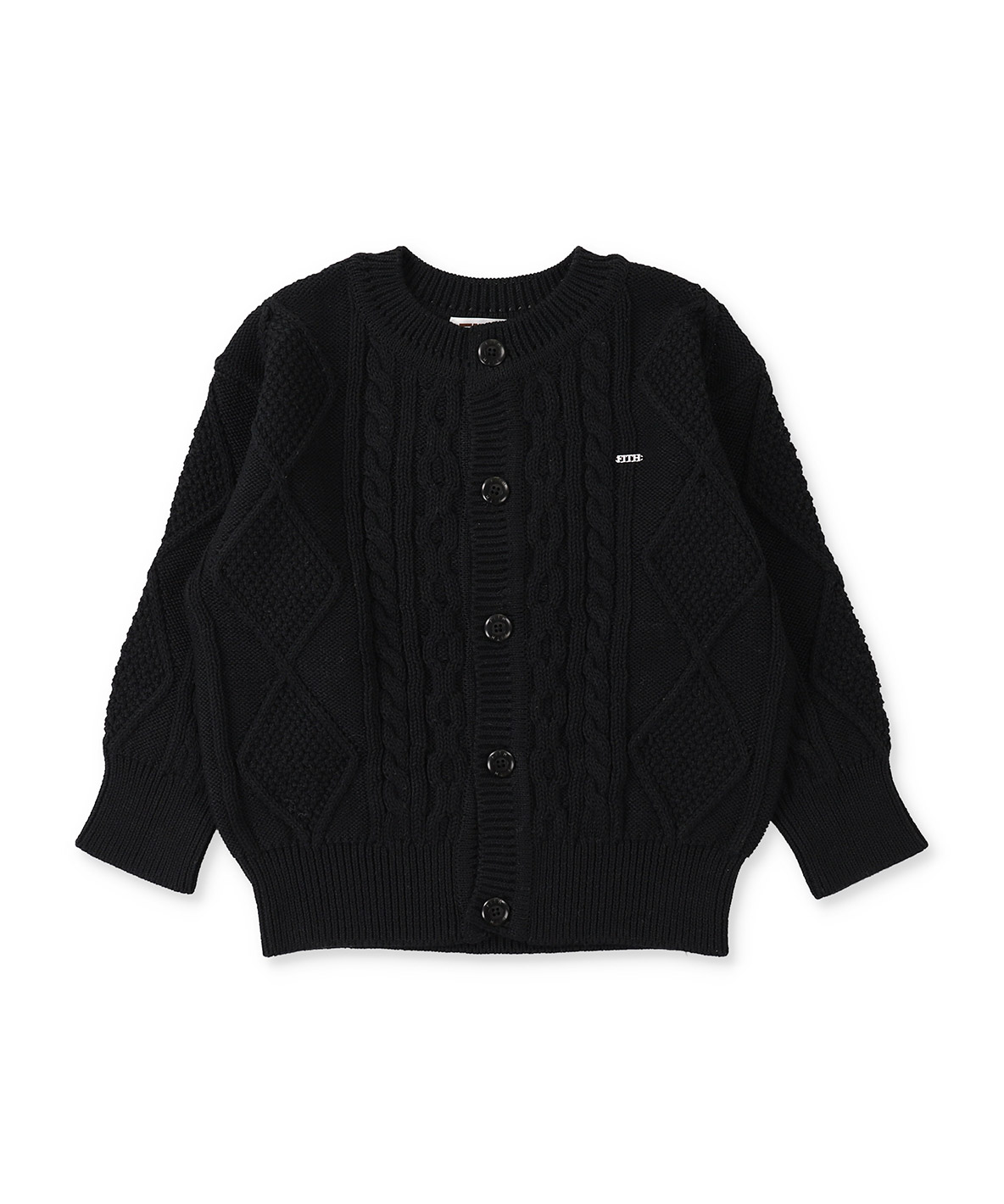 FITH フィス FITH Organic Cotton Knit Cardigan ブラック SS/100cm FITH フィス FITH Organic Cotton Knit Cardigan ブラック SS/100cm