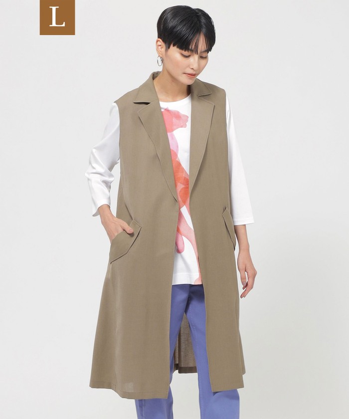 L】【接触冷感】【ウォッシャブル】ロングテーラードジレ