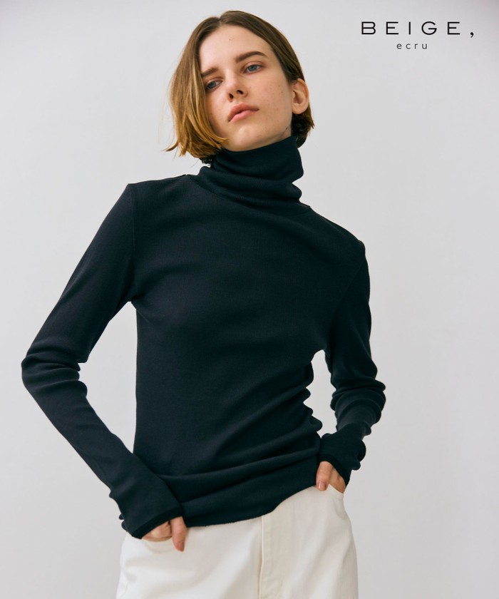 BEIGE 【BEIGE,ecru/WEB限定・洗える】RIB TOPS / コットンシル STONE F BEIGE 【BEIGE,ecru/WEB限定・洗える】RIB TOPS / コットンシル STONE F