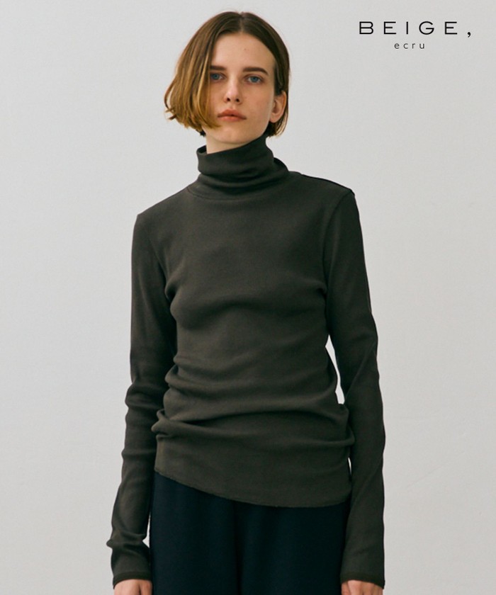 BEIGE 【BEIGE,ecru/WEB限定・洗える】RIB TOPS / コットンシル KHAKI F BEIGE 【BEIGE,ecru/WEB限定・洗える】RIB TOPS / コットンシル KHAKI F