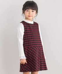 BeBe Petits Pois Vert/【店舗限定】格子チェックor千鳥グレンチェック 切り替えジャンパースカート(95/506730160