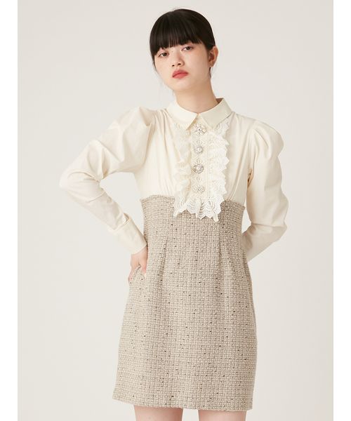 リリーブラウン フロントフリルミニドレス LILY BROWN シャツ