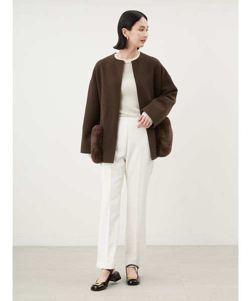 2WAYファーポケットリバーコートアイボリー