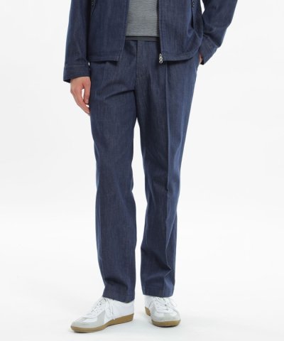 テクノツイル/デニム ワンタック エラスティックパンツ