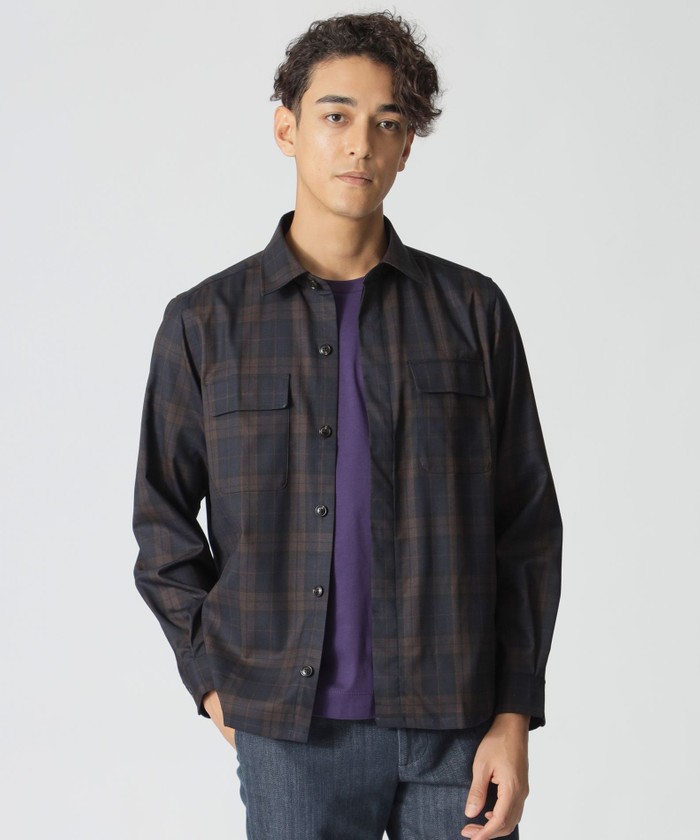 ウォッシャブルウールチェック シャツジャケット(506819253)｜HANKYU