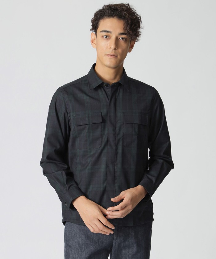 ウォッシャブルウールチェック シャツジャケット(506819253)｜HANKYU