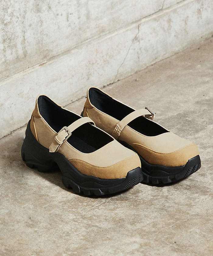 AuBANNISTER 【LAROUTE】メリージェーン 厚底スニーカー ベージュ M