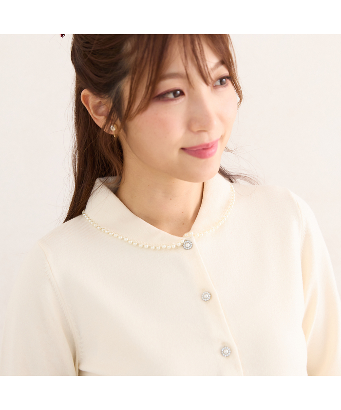 お値下げしました❤️【新品未使用】ローズティアラ パールカーディガン 46 人気商品の新型】アーガイルZIPカーディガン（51135509