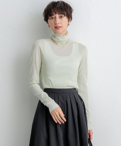 【SLOW/一部店舗限定】新色追加！シアーリブロンTEE タートルネック カット