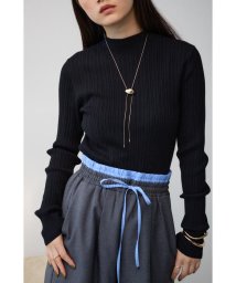 AZUL by moussy(アズールバイマウジー)/ランダムリブハイネックニットトップス/BLK