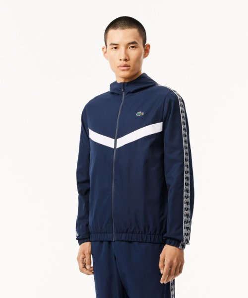 LACOSTESPORTS MENS(ラコステスポーツ　メンズ)/撥水 スリーブテーピング ジップアップトラックフーディー / トラックジャケット/ネイビー