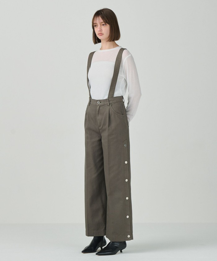 GRACECONTINENTAL サスペンダーデニムパンツ カーキ 38 GRACECONTINENTAL サスペンダーデニムパンツ カーキ 38