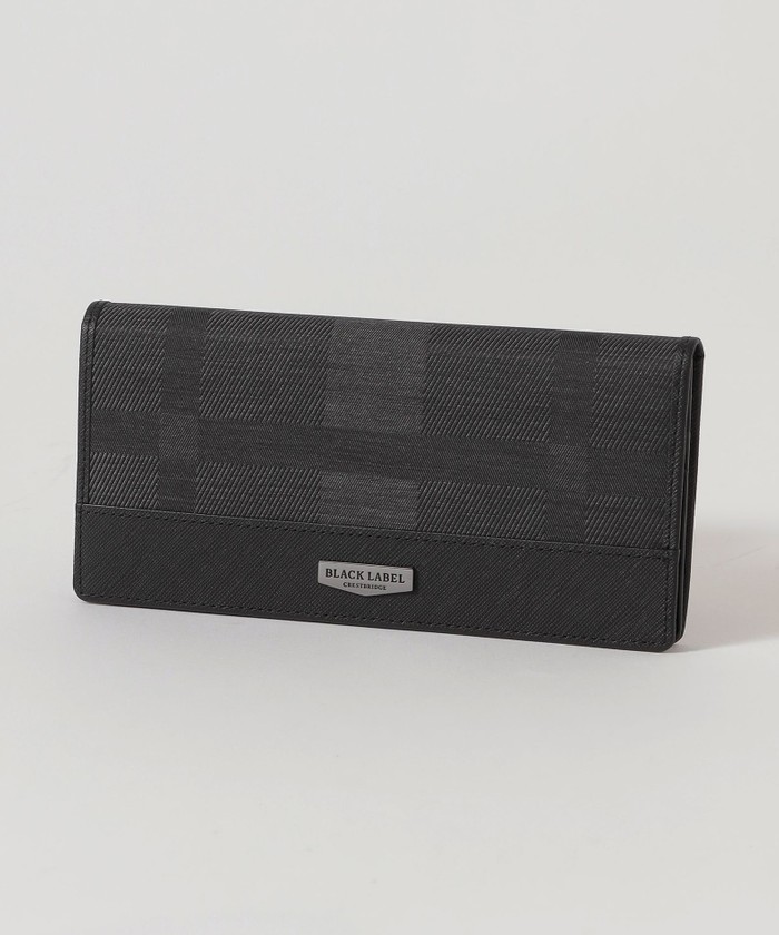 未使用 シャドークレストブリッジチェック ロングウォレット 黒 レザー 長財布 一部店舗限定】シャドークレストブリッジチェックロング